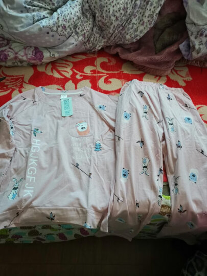 集倩（JIQIAN）睡衣女秋季长袖纯棉休闲韩版可爱减龄可外穿家居服套装 T5349 M(80-100斤) 晒单图