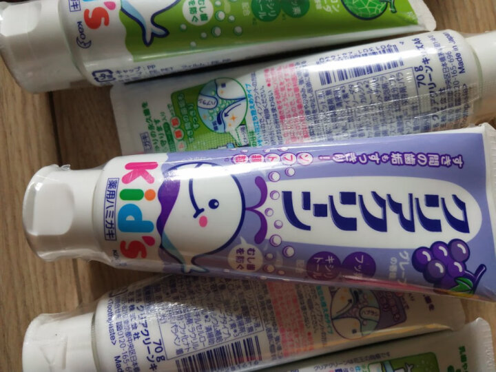 花王（KAO）日本进口儿童木糖醇护齿牙膏哈密瓜味 70g/支  保护乳牙 清新口气 晒单图