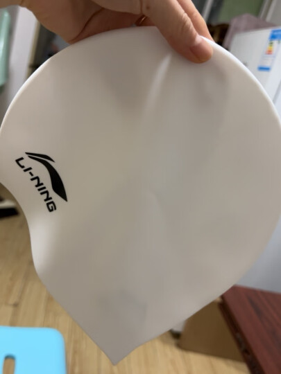 李宁 LI-NING长发硅胶防水游泳帽 男女士泳帽LSJK808白色 晒单图