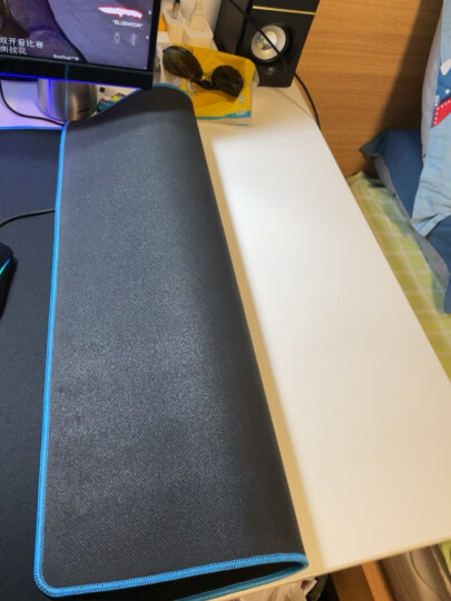 灵蛇（LINGSHE）鼠标垫 800*300*2mm超大加厚鼠标垫 学生桌垫 精密锁边 可水洗P15   蓝龙 礼盒装 晒单图