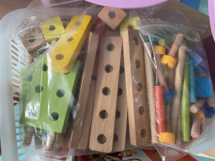 Hape木质百变木匠工具盒 42片多种diy手工造型3-6-8岁男孩早教玩具儿童礼物 晒单图