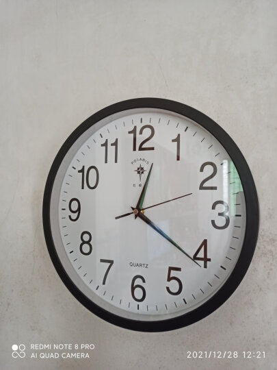 北极星（POLARIS）挂钟 时尚创意客厅钟表 简约石英钟12英寸2842黑色 晒单图
