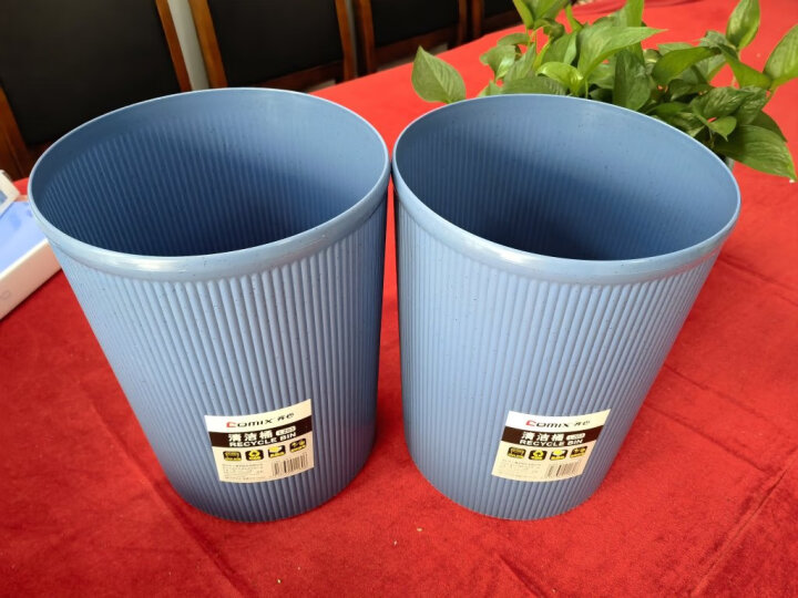 齐心（COMIX）直径22cm易擦洗圆形清洁桶/纸篓/垃圾桶蓝色 办公文具L203 晒单图