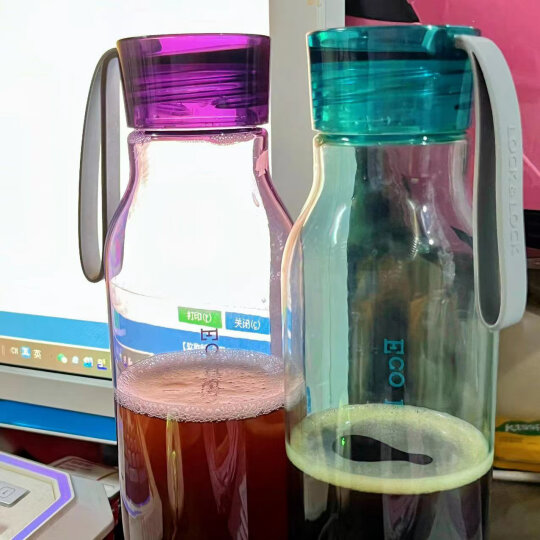 乐扣乐扣（LOCK&LOCK）夏季运动水壶塑料水杯杯子便携式学生杯HLC644VOL紫色550ML 晒单图