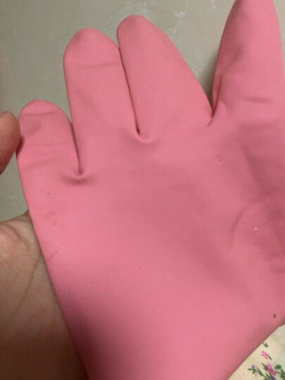 欧润哲 洗碗手套 家居厨房长版防水保暖加绒冬季型乳胶橡胶清洁手套（3款套装） 晒单图