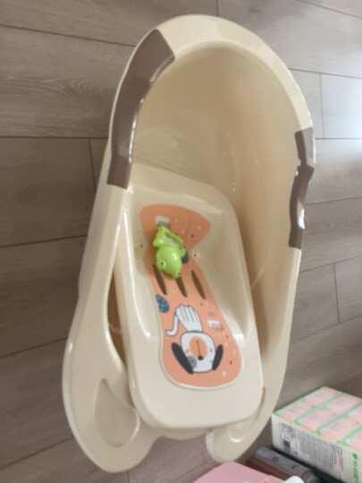 日康（rikang） 浴盆 婴儿洗澡盆婴儿浴盆 加大加厚带浴床适用0-6岁 米色 3626 晒单图
