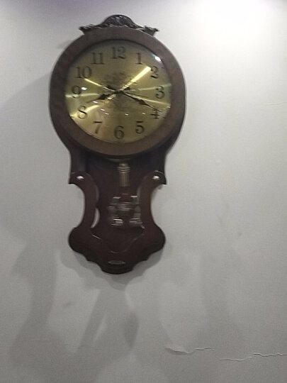 凯恩斯（KAIENSI） 挂钟客厅钟表欧式复古时钟摇摆石英钟表电波创意木质挂表家用 1340GG 金属表盘-智能电波机芯 16英寸 晒单图