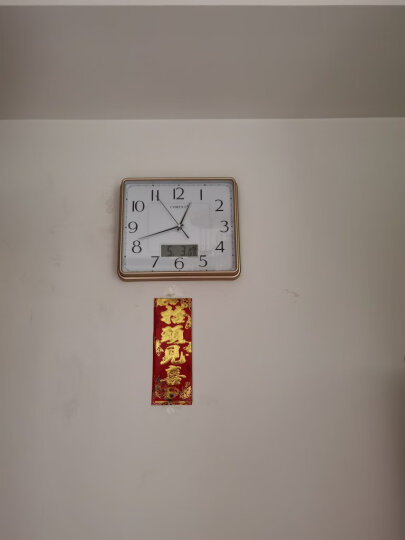 康巴丝(Compas)挂钟万年历客厅钟表方形时钟居家办公石英钟C2524Y仿木 晒单图