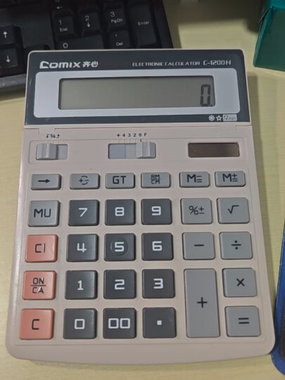 齐心（COMIX）双电源办公大号计算器 宽屏财务计算机办公文具用品 C-1200H 晒单图