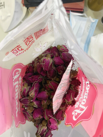 贡苑花草茶叶【绿色食品】玫瑰花茶200g特平阴级大朵胎玫瑰无硫磺 晒单图