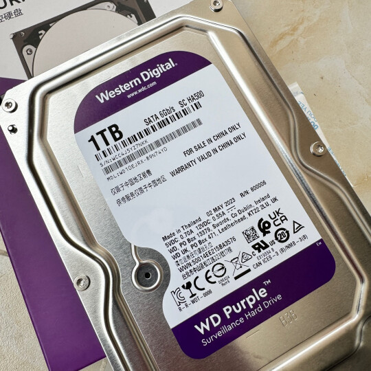 西部数据 监控级硬盘 WD Purple 西数紫盘 1TB CMR垂直 64MB SATA (WD10EJRX) 晒单图