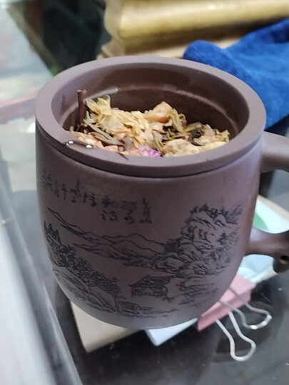 尊壶 宜兴紫砂杯茶杯过滤泡茶杯非陶瓷水杯子商务礼品办公杯茶水分离功夫茶具倒把四件杯 紫泥盖杯（两件杯无内胆）500ml 晒单图