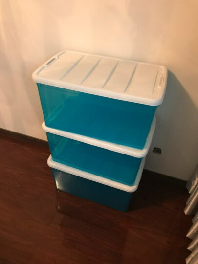 爱丽思IRIS 塑料收纳箱整理箱大号彩色透明衣物收纳箱环保储物箱 白/透明蓝 SSB-60 晒单图