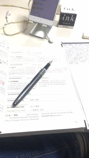 日本百乐(PILOT)88G钢笔商务签字笔 金属笔杆墨水笔练字学生钢笔礼盒FP-MR3 灰千鸟格F尖 原装进口 晒单图
