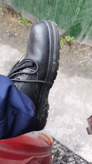 老管家劳保鞋男牛皮透气工作鞋安全钢包头防砸防刺防腐耐油轻便绝缘6KV 【店长推荐】黑色四季款 41 晒单图