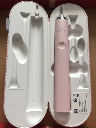 飞利浦(PHILIPS) 电动牙刷 成人声波震动钻石系列(自带刷头*2+充电旅行盒+充电玻璃杯) 粉钻HX9362/67 晒单图