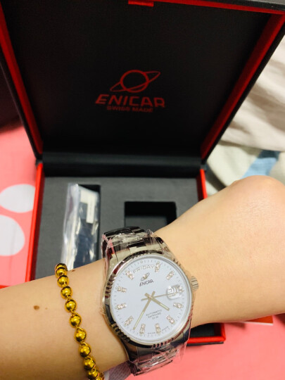 英纳格(ENICAR)瑞士原装进口手表精英系列白盘钢带双日历显示自动机械男表3169/50/330aA 晒单图