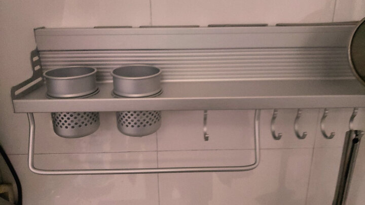 欧橡OAK太空铝厨房置物架60CM双杯带护栏壁挂厨房挂件刀架调料架杂物架多功能收纳架 OX-C083 晒单图