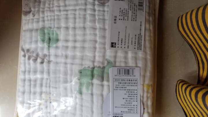 好孩子(gb) 婴儿纱布浴巾 纯棉 秋冬纱布被 新生儿用品包巾婴儿包被 儿童婴儿被 幼儿园被子 畅想曲6层纱布浴巾-浅卡其(120*120) 晒单图