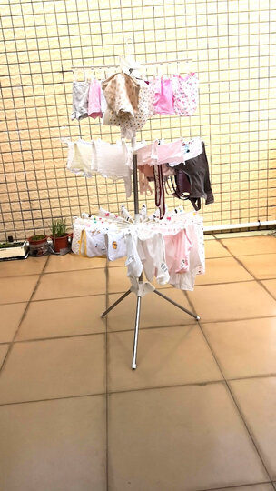 宝优妮 婴儿晾衣架落地折叠晒毛巾架宝宝尿布架多头晾衣夹象牙色 DQ0973 晒单图