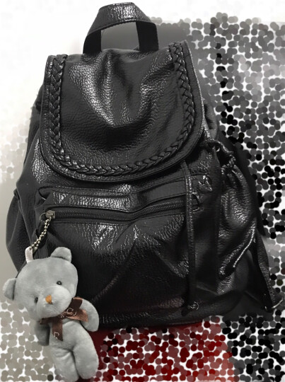 名夏双肩包女韩版新款女士背包学生休闲书包大容量软皮旅行包 拉扣款-送小熊 晒单图