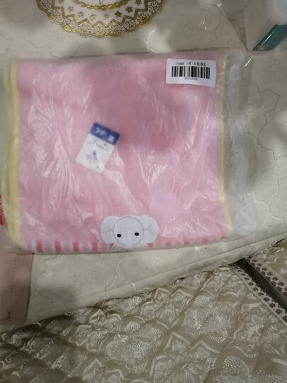 金号 毛巾家纺 纯棉卡通毛巾 小象贴布绣布艺包边 两条装 黄/绿 77g/条 65*30cm 晒单图