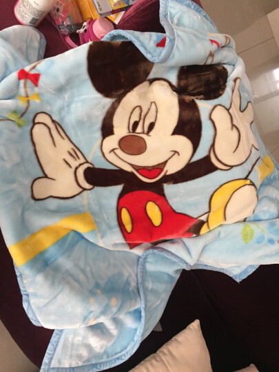 迪士尼宝宝毛毯儿童毯子盖毯婴儿云毯双层加厚礼盒装浅蓝17060 晒单图