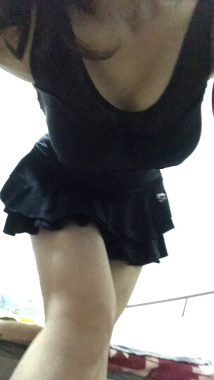 李宁（LI-NING）泳衣女士修身遮肚显瘦连体裙式温泉度假保守大码泳装020 黑色XL 晒单图