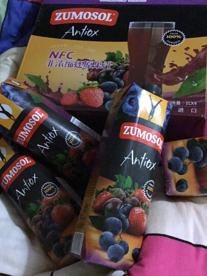 西班牙进口 NFC果汁 赞美诗(ZUMOSOL) 葡萄蓝莓草莓混合果汁100%纯果汁1L*4瓶礼盒装 晒单图