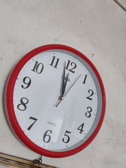 康巴丝（Compas）挂钟时尚卧室客厅办公时钟日历挂表简约创意石英钟表 红色C2246直径28cm 晒单图