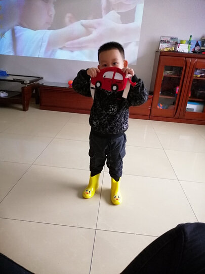 久爱久9i9儿童雨鞋加绒可拆卸卡通防滑防水雨靴小孩水鞋宝宝雨鞋1900581 小兔子 28码 晒单图