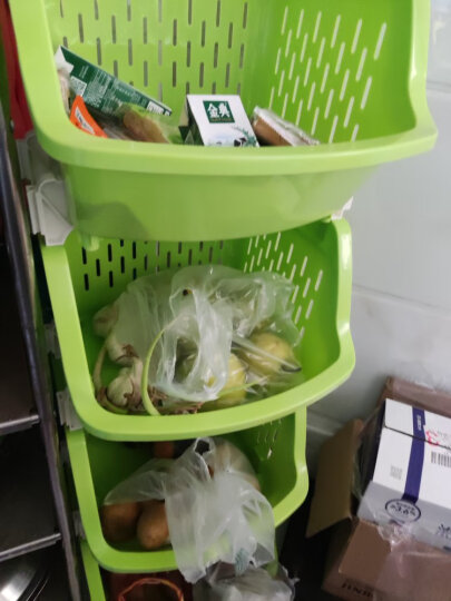 百露 塑料蔬菜水果厨房置物架收纳筐落地多层储物用品用具放菜篮架子收纳架 大号绿色三层 晒单图