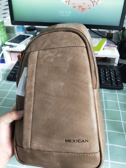 稻草人(MEXICAN)男士胸包休闲运动单肩包潮流旅行小背包复古斜挎男包MMD90023M-01蓝色 晒单图