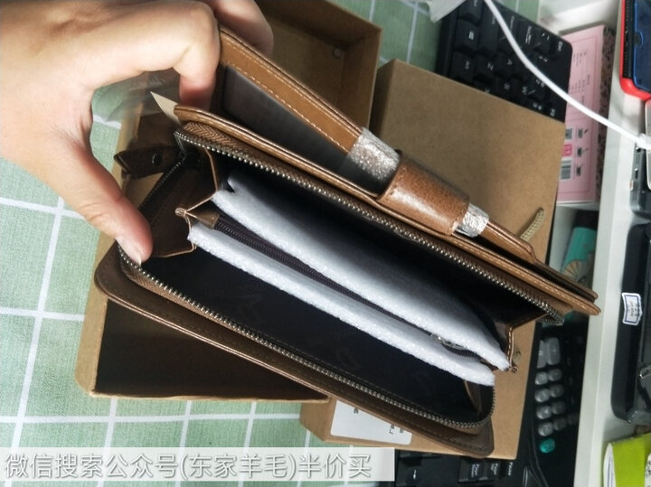 迪德DiDe 男士钱包头层牛皮复古长款多功能拉链钱夹卡包 DQ736油蜡棕 晒单图