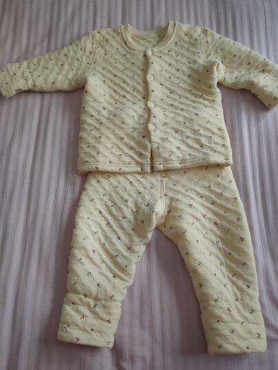 童泰婴儿衣服新生儿宝宝加厚保暖内衣套装秋冬装3个月-3岁 黄色对开 100码(2-3岁) 晒单图