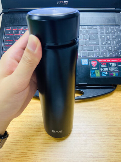 然也(RAE)450ml双层真空304不锈钢保温杯壶男女大容量带茶隔过滤泡茶杯便携商务办公水杯子WCO黑色R3037 晒单图