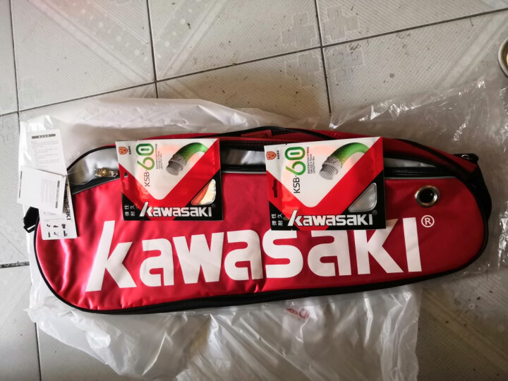 川崎KAWASAKI羽毛球拍包独立鞋袋单肩包3支装TCC-047 红色 晒单图