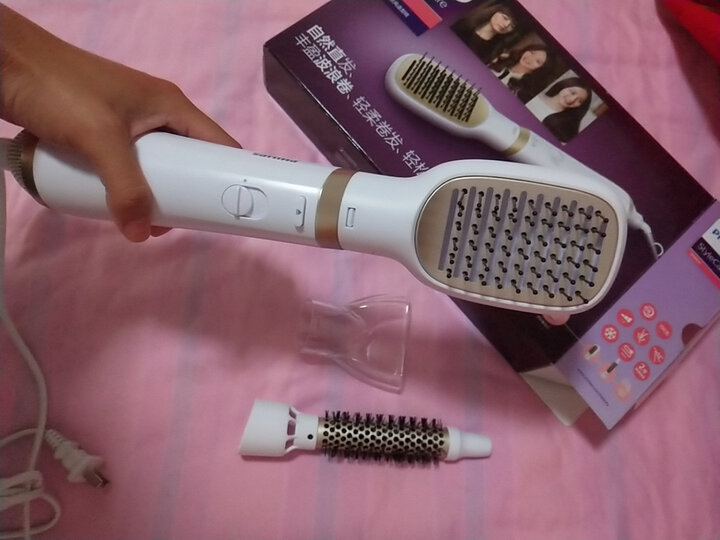 飞利浦(PHILIPS)电卷发棒 吹风 造型梳 梳子 卷直两用 卷发器 快干 适用粗硬发质 细软发质HP8663 晒单图