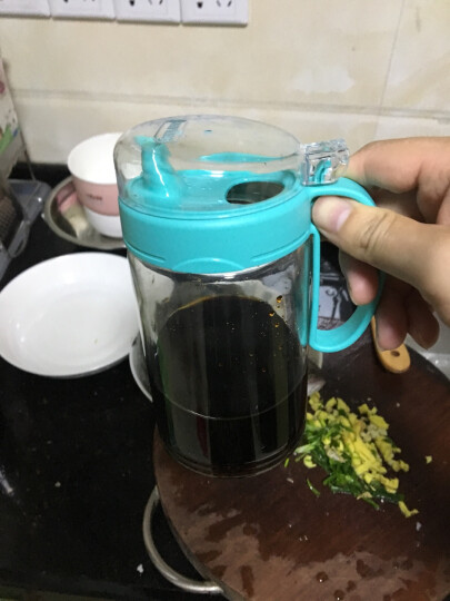 茶花大号带盖玻璃油壶防漏油罐醋壶 酱油瓶调味瓶厨房用品 550ml蓝色(大号1个) 晒单图