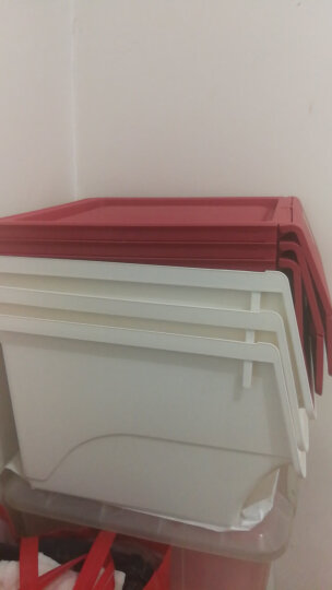 茶花塑料大号整理箱前开式翻盖储物箱卧室零食玩具杂物可叠加收纳盒 红色34L*3个装 晒单图