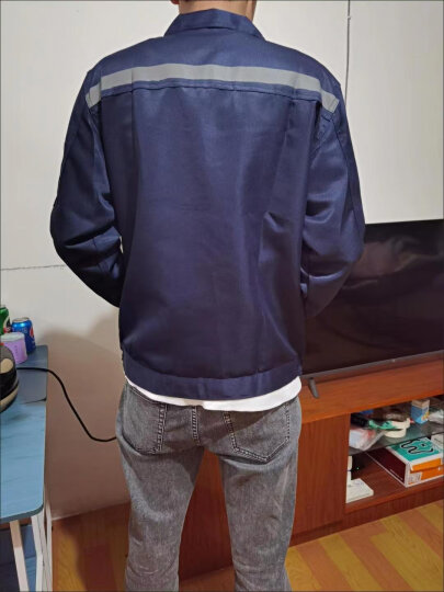 锦万泽 防静电工作服套装男春秋长袖带反光条工程服劳保服电焊工装定制 中灰色拼接 夏季短袖 170 套装 晒单图