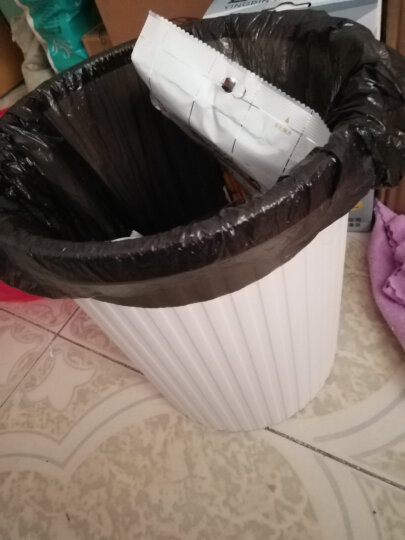 天章办公(TANGO)垃圾桶垃圾篓废纸篓筐黑色 办公室卫生间厕所厨房家用 塑料简易中号10L带蓝色压圈 晒单图