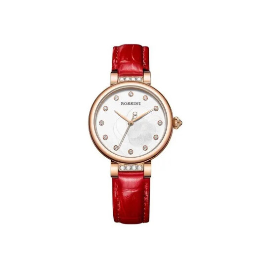 罗西尼(ROSSINI) 手表 CHIC系列时尚石英女士手表日历防水白盘红色皮带516734G01C 晒单图