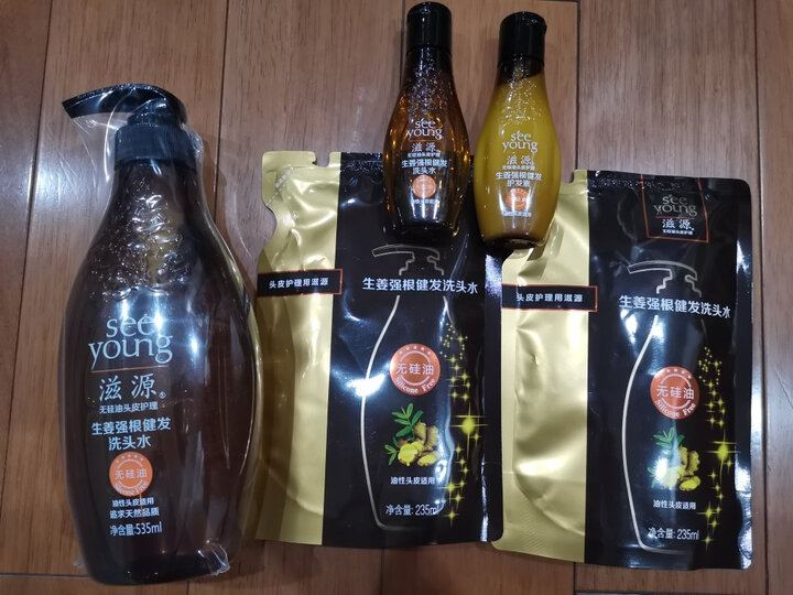 滋源生姜洗发水套装 强根健发洗护7件套 洗发水535ml+护发素535ml+洗235ml*2+发膜200ml+60ml*2(油性) 晒单图