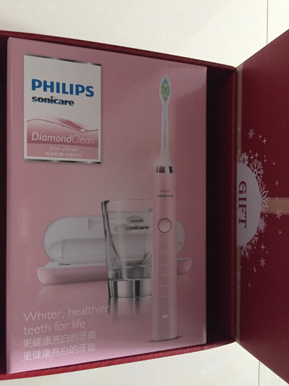 飞利浦(PHILIPS) 电动牙刷 成人声波震动钻石系列(自带刷头*2+充电旅行盒+充电玻璃杯) 粉钻HX9362/67 晒单图
