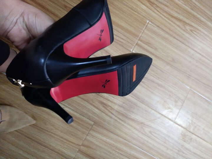红蜻蜓女鞋春季新款高跟鞋女士单鞋浅口细跟黑色职业皮鞋女5073 黑色【5073偏大一码】 37 晒单图