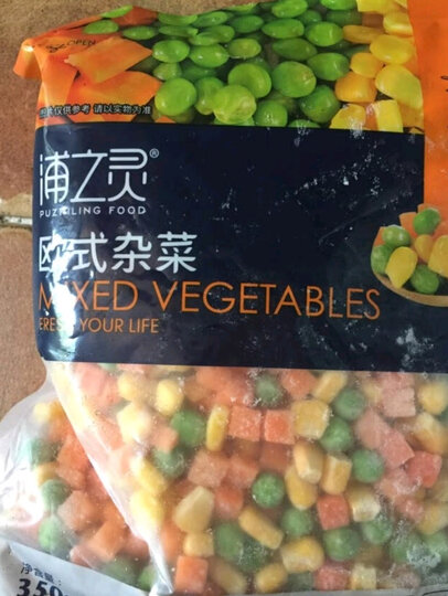 浦之灵 欧式杂菜 350g 甜玉米粒 进口青豆小豌豆 胡萝卜 冷冻蔬菜 晒单图