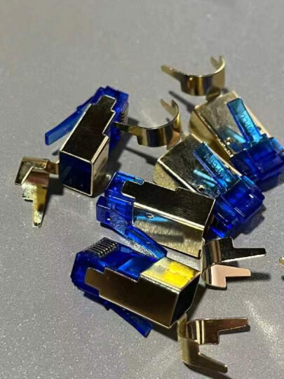 安普康（AMPCOM）七类网线水晶头 50U镀金铜壳屏蔽连接头 万兆纯铜RJ45网络水晶头5个 AMCAT7BG05(BU)蓝色 晒单图