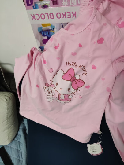 Hello Kitty凯蒂猫女童内衣套装棉保暖儿童秋衣套装棉秋衣秋裤秋冬女宝宝睡衣裤 加绒加厚 冬季 G款】暖粉55415 140适合135-145 晒单图