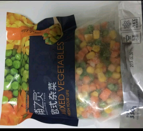 浦之灵 欧式杂菜 350g 甜玉米粒 进口青豆小豌豆 胡萝卜 冷冻蔬菜 晒单图